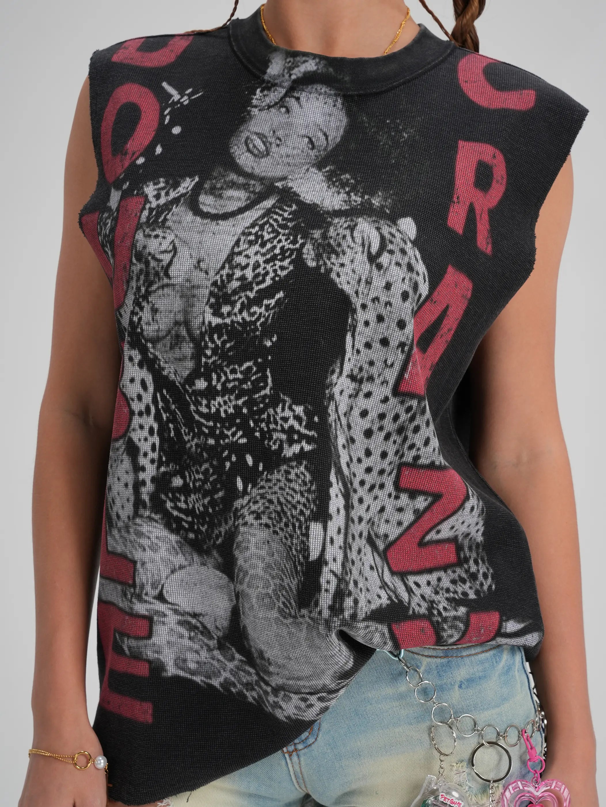 90s Leopard Waffle Tank-559