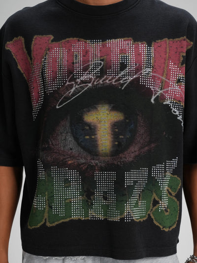 Evil Eye Rhinestone Waffle Tee-562