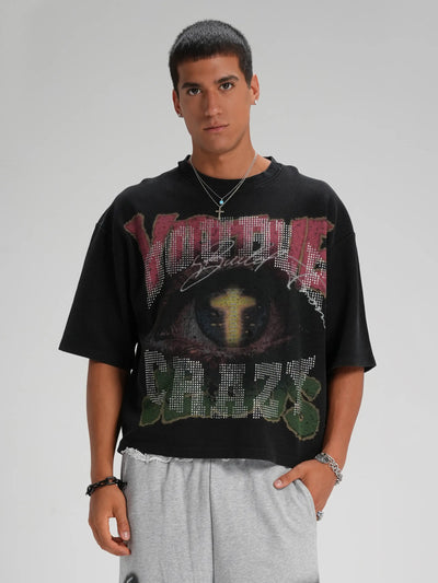 Evil Eye Rhinestone Waffle Tee-562