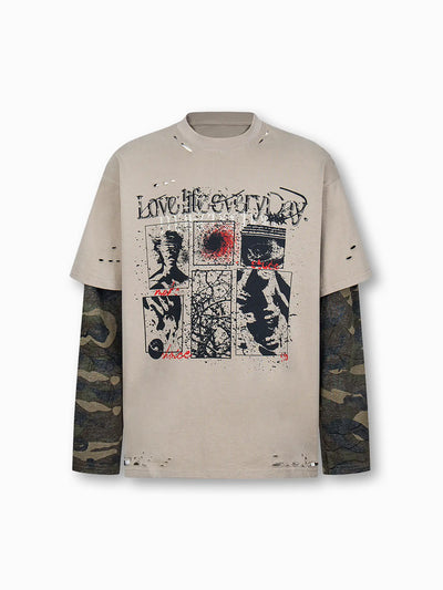 Camiseta de manga larga Rock 'n' Roll Unisex con capas-S1081