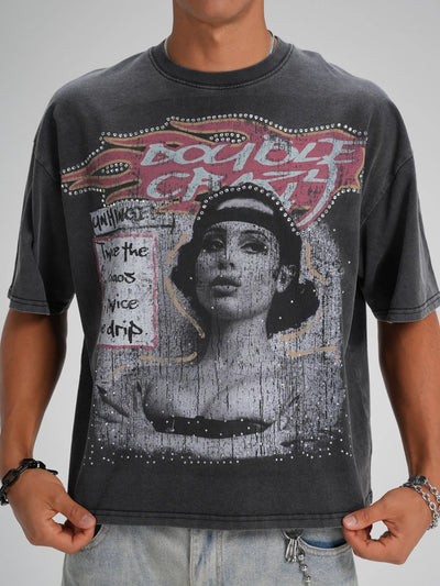 Camiseta gofrada grunge de los 90 con abalorios-566