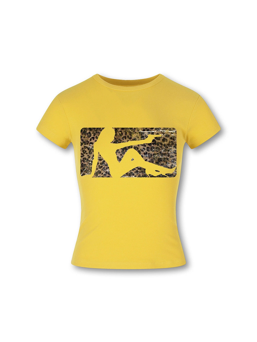Camiseta corta ajustada "Jesús gótico desgastado"-547