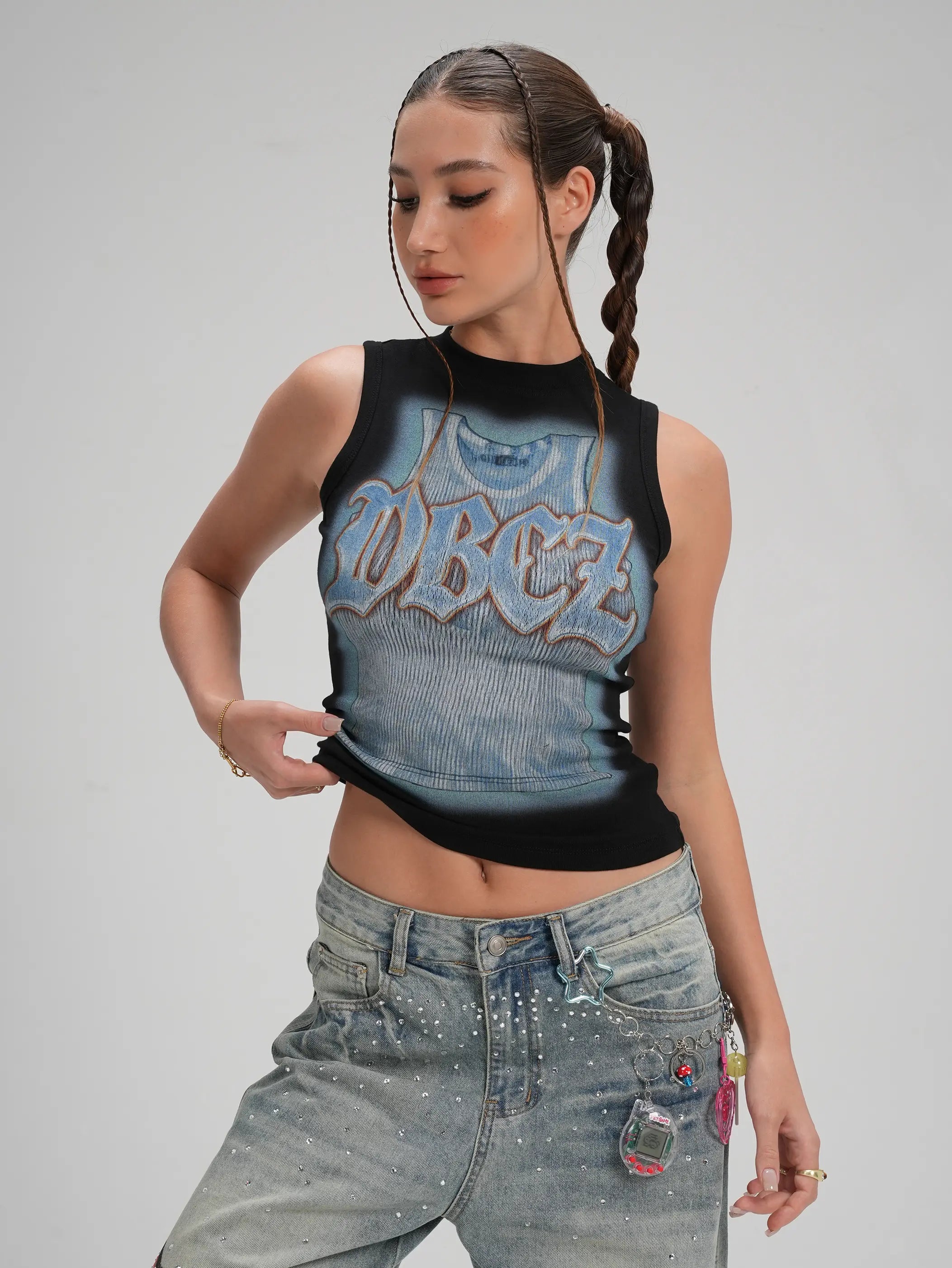 Camiseta sin mangas gótica Trompe L'oeil-570