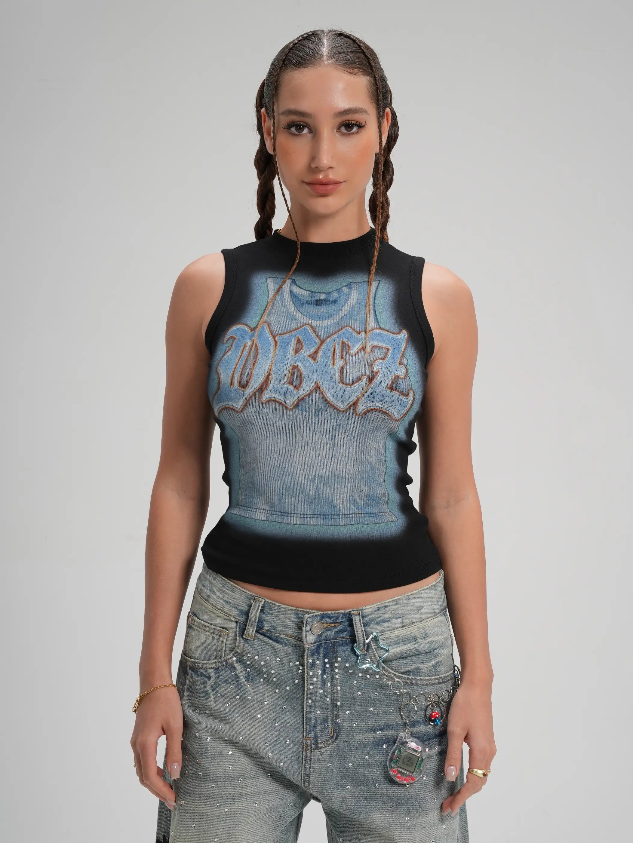 Camiseta sin mangas gótica Trompe L'oeil-570