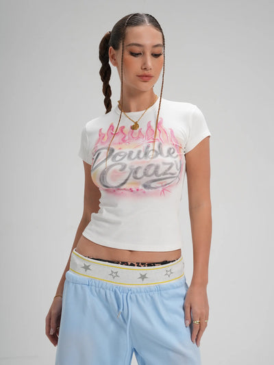 Camiseta ajustada Y2K Sparkle Flame-571