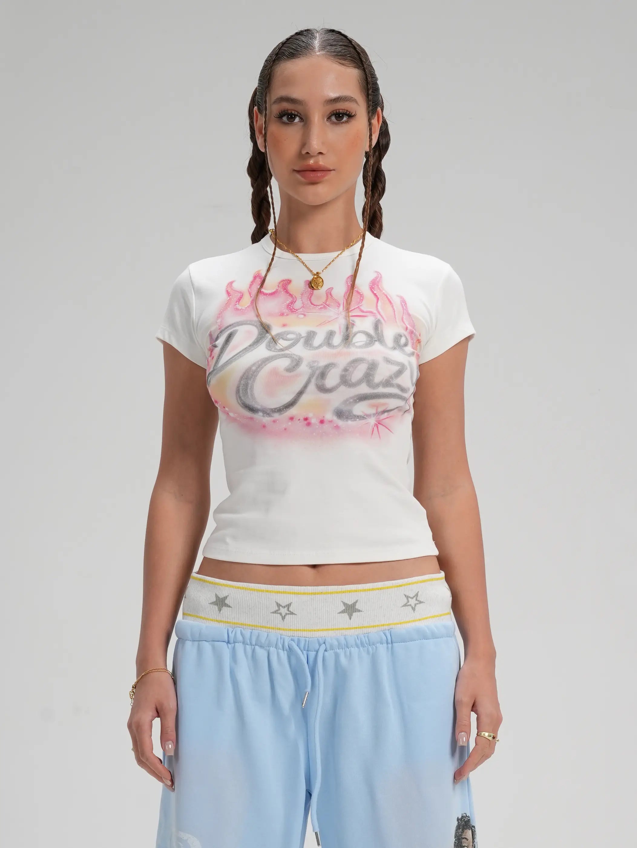 Camiseta ajustada Y2K Sparkle Flame-571