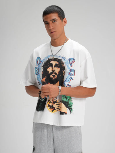 Camiseta holgada de Jesús estilo Pop Art Bling - 572