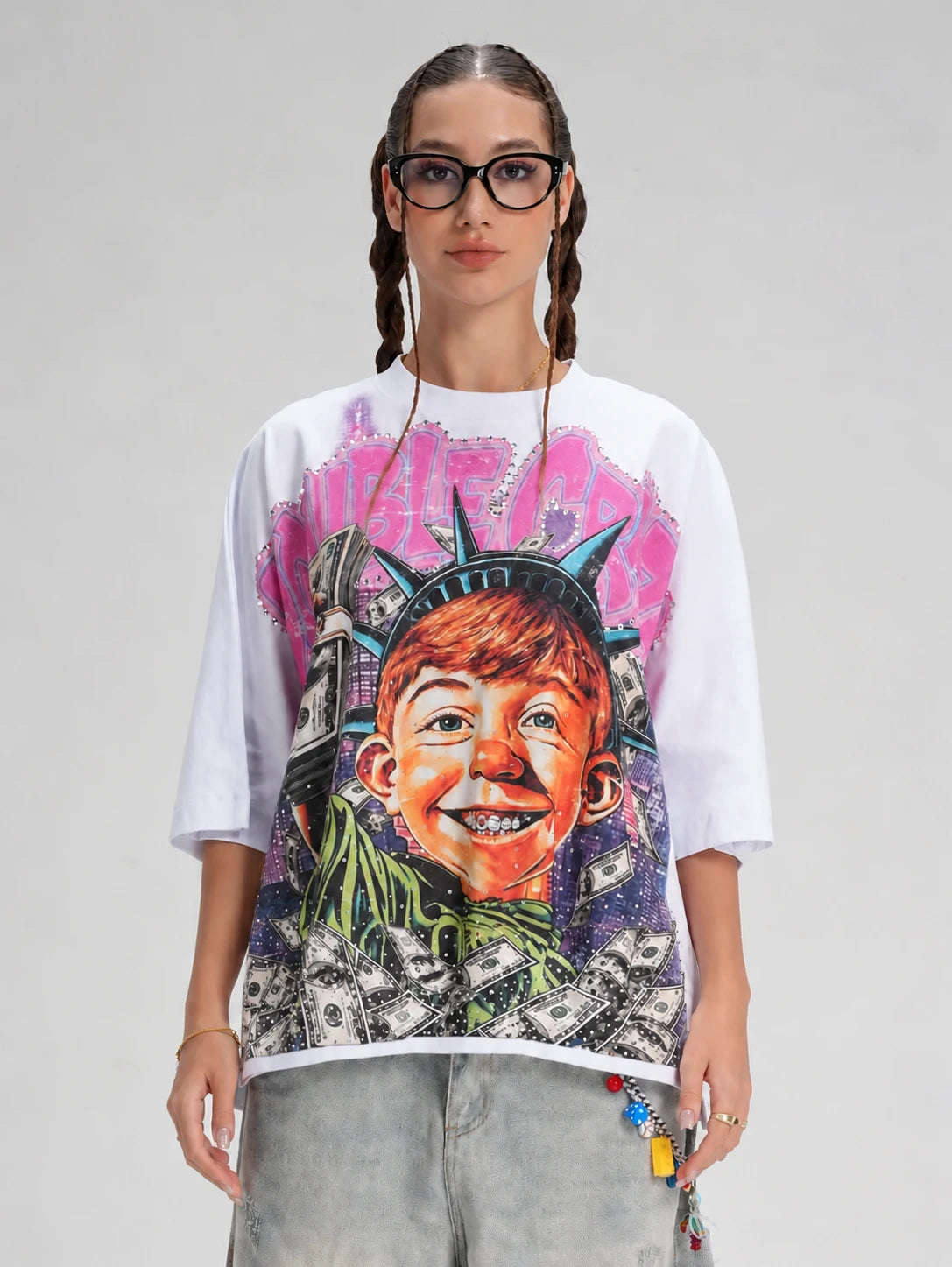 Bling Funny Hustle Boxy Tee-576