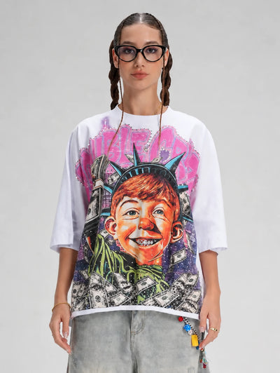 Bling Funny Hustle Boxy Tee-576