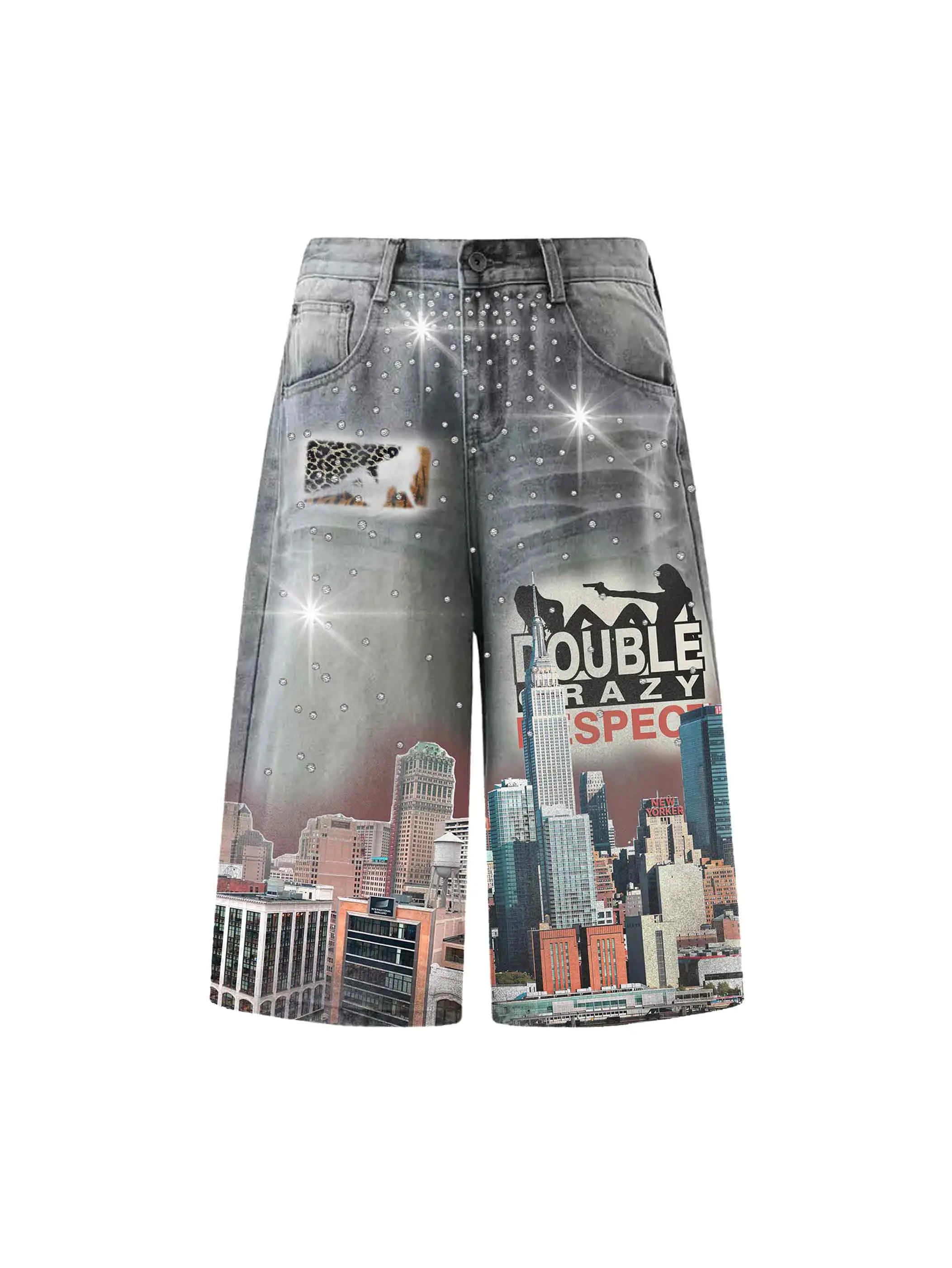 Bling NYC Graphic Denim Jorts-577