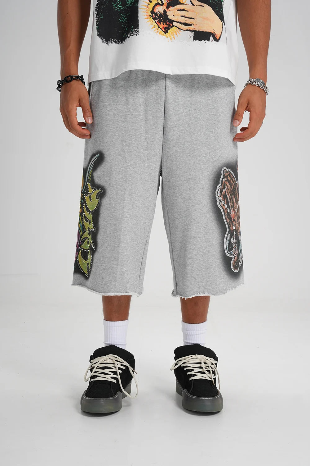 Pantalones cortos de chándal Bling Praying Hands-581