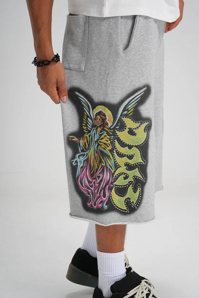 Bling Praying Hands Sweat Shorts-581