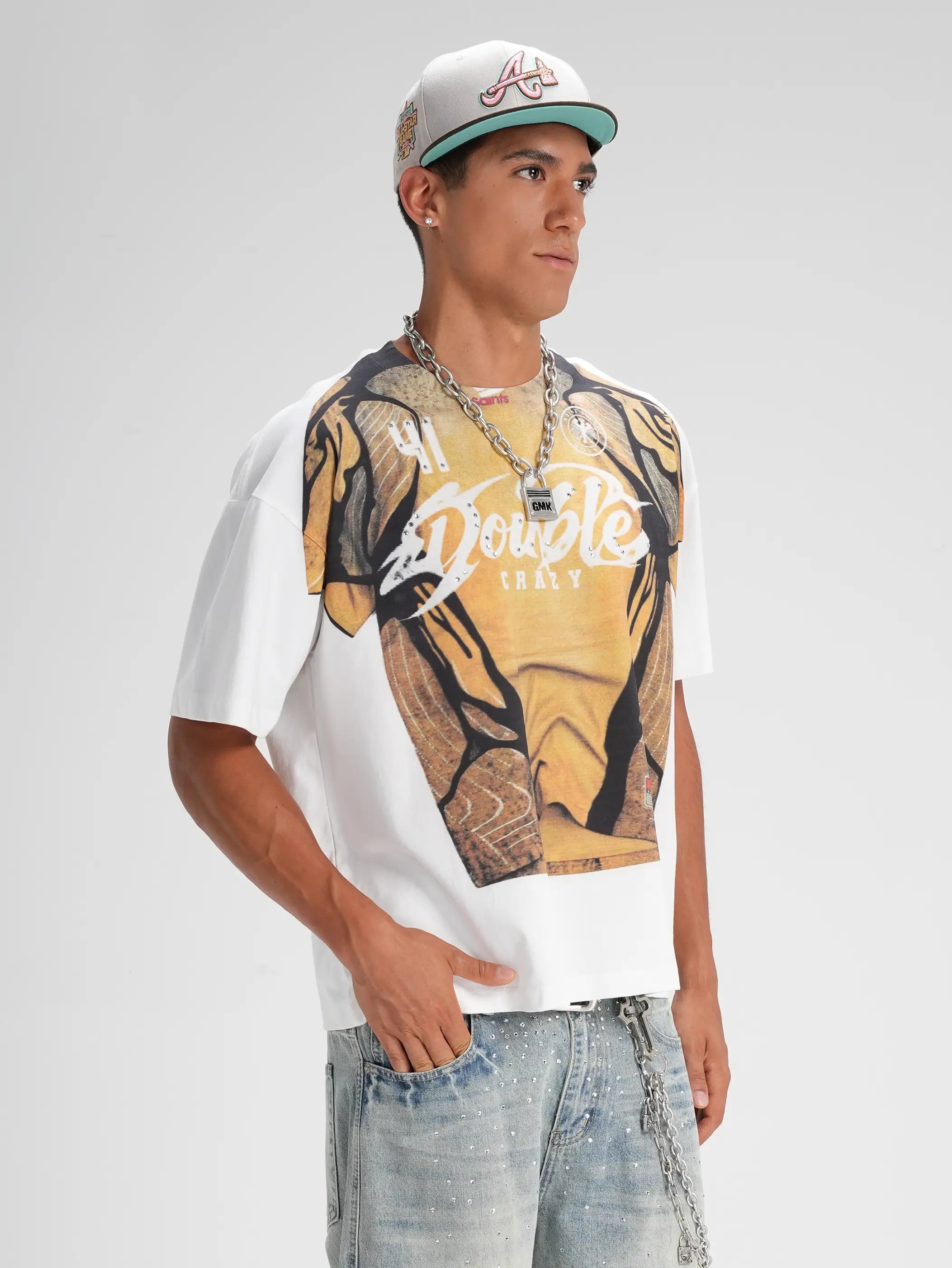 Camiseta de punto boxy Bling Graphic-582