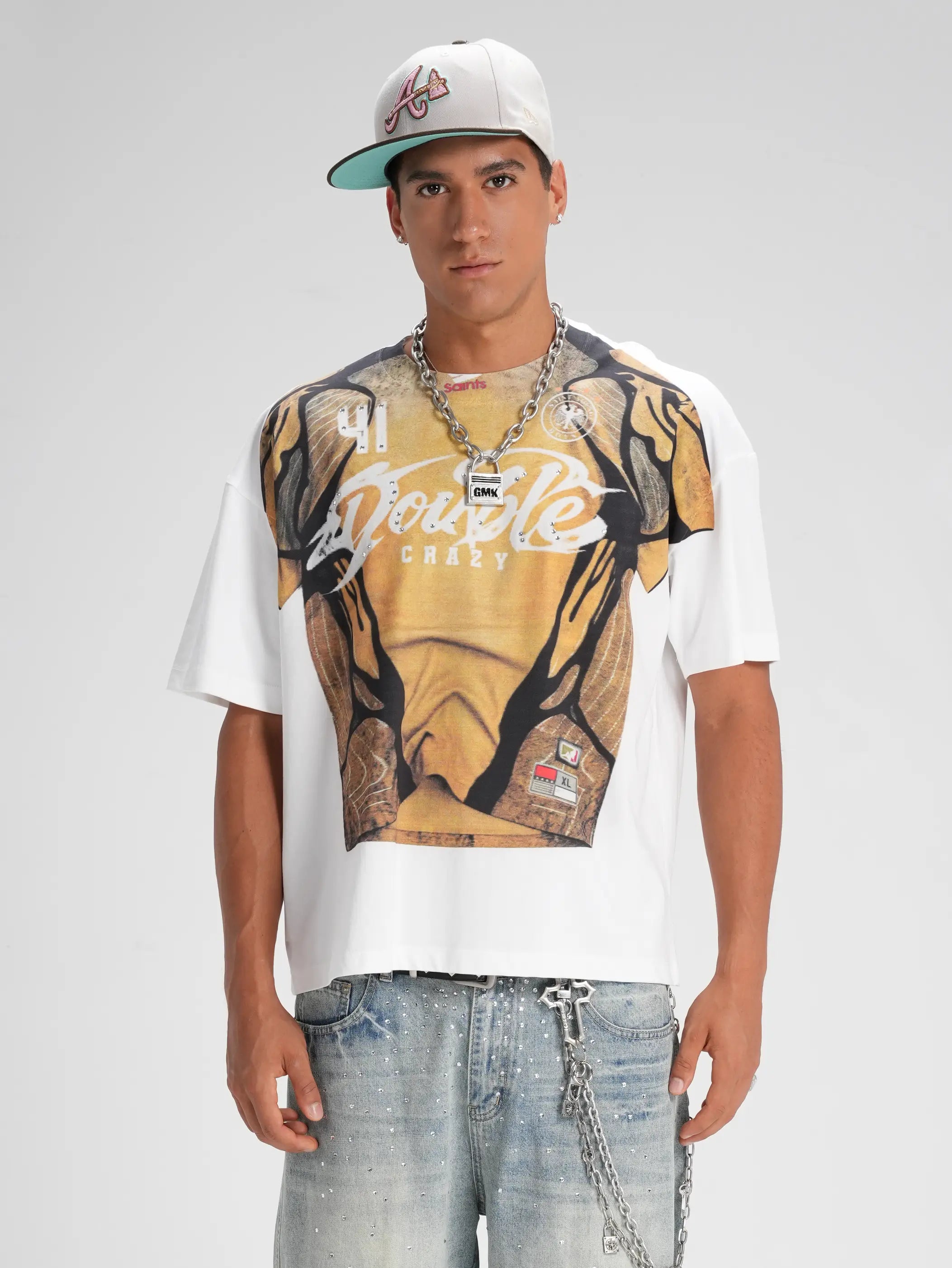Camiseta de punto boxy Bling Graphic-582