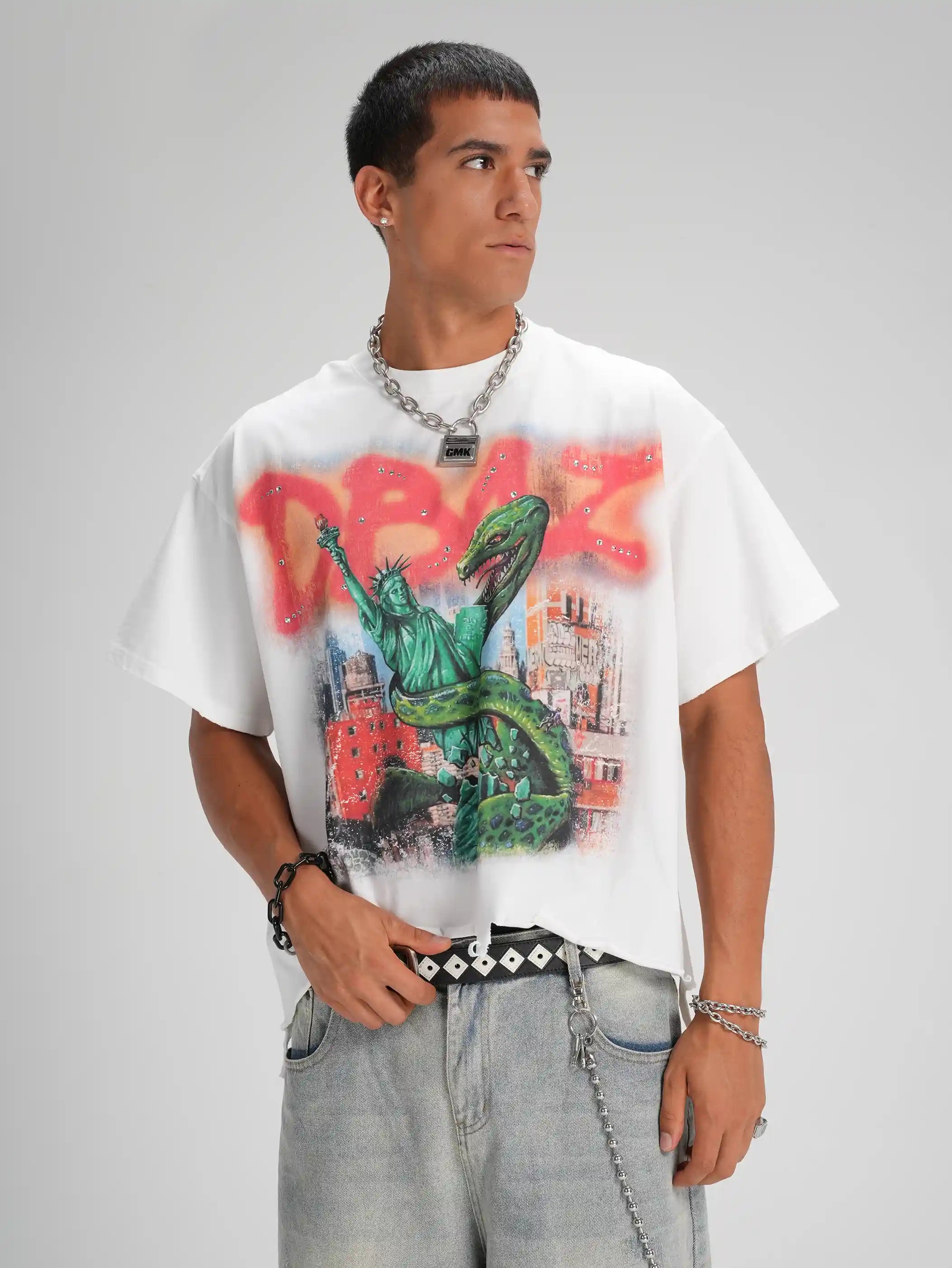 Bling Liberty Snake Boxy Tee-586
