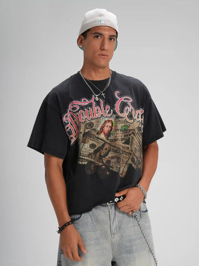 Camiseta cuadrada Rhinestone Jesus Cash-587