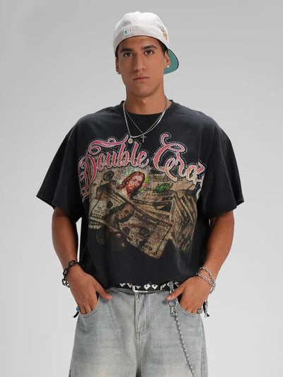 Camiseta cuadrada Rhinestone Jesus Cash-587
