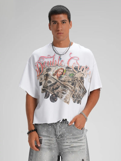 Camiseta cuadrada Rhinestone Jesus Cash-587