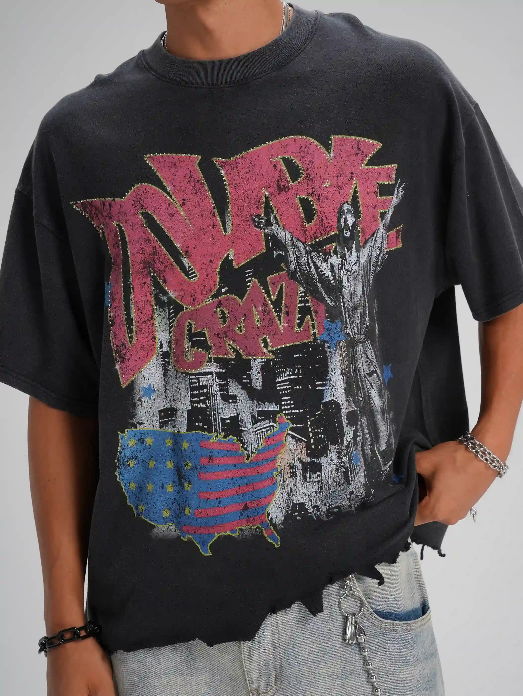 Distressed US Map Rockstar Tee-589