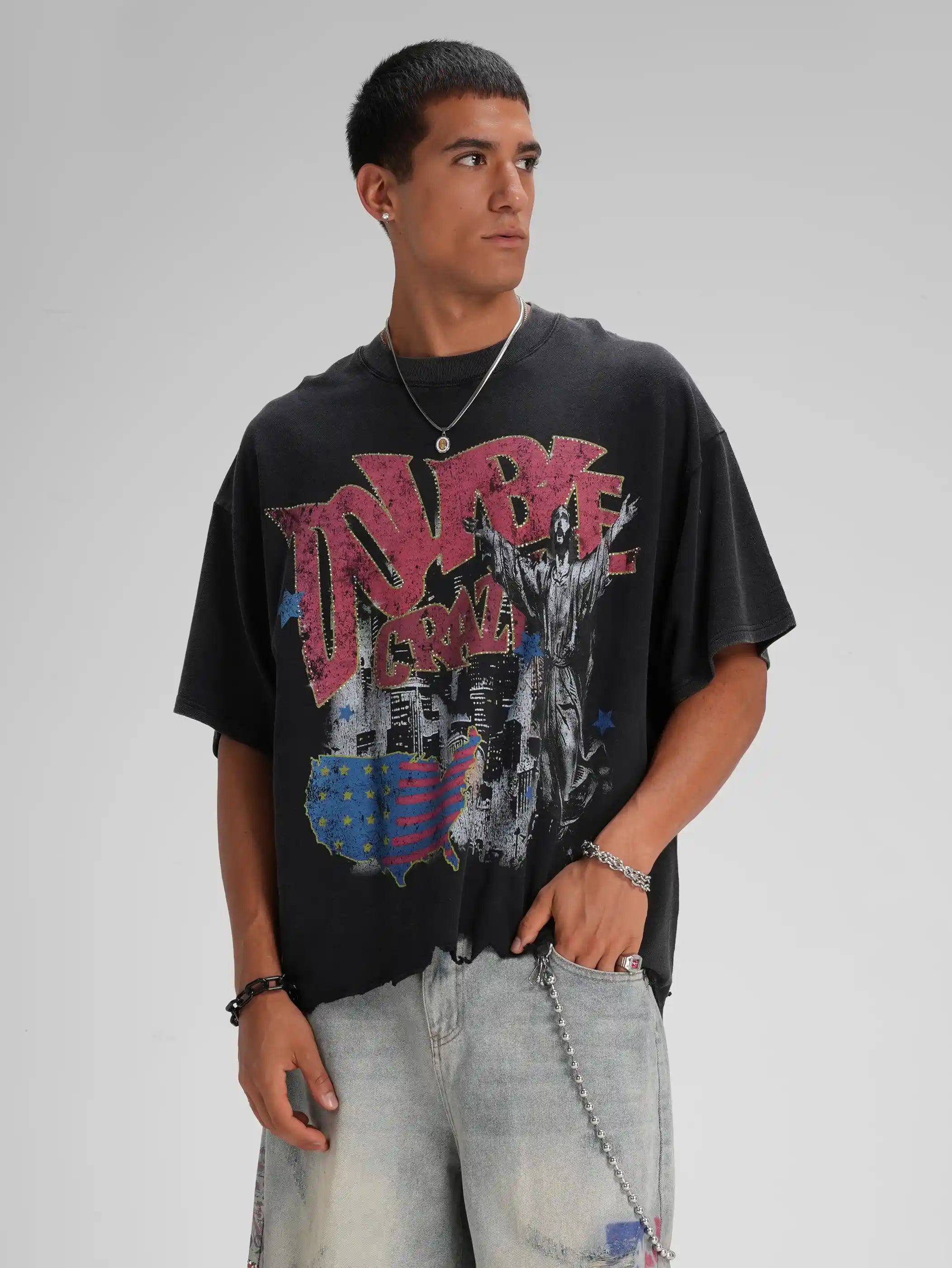 Distressed US Map Rockstar Tee-589