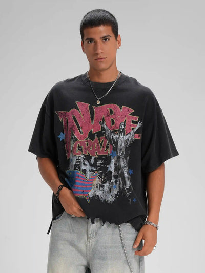 Camiseta Rockstar con mapa de EE. UU. desgastado - 589
