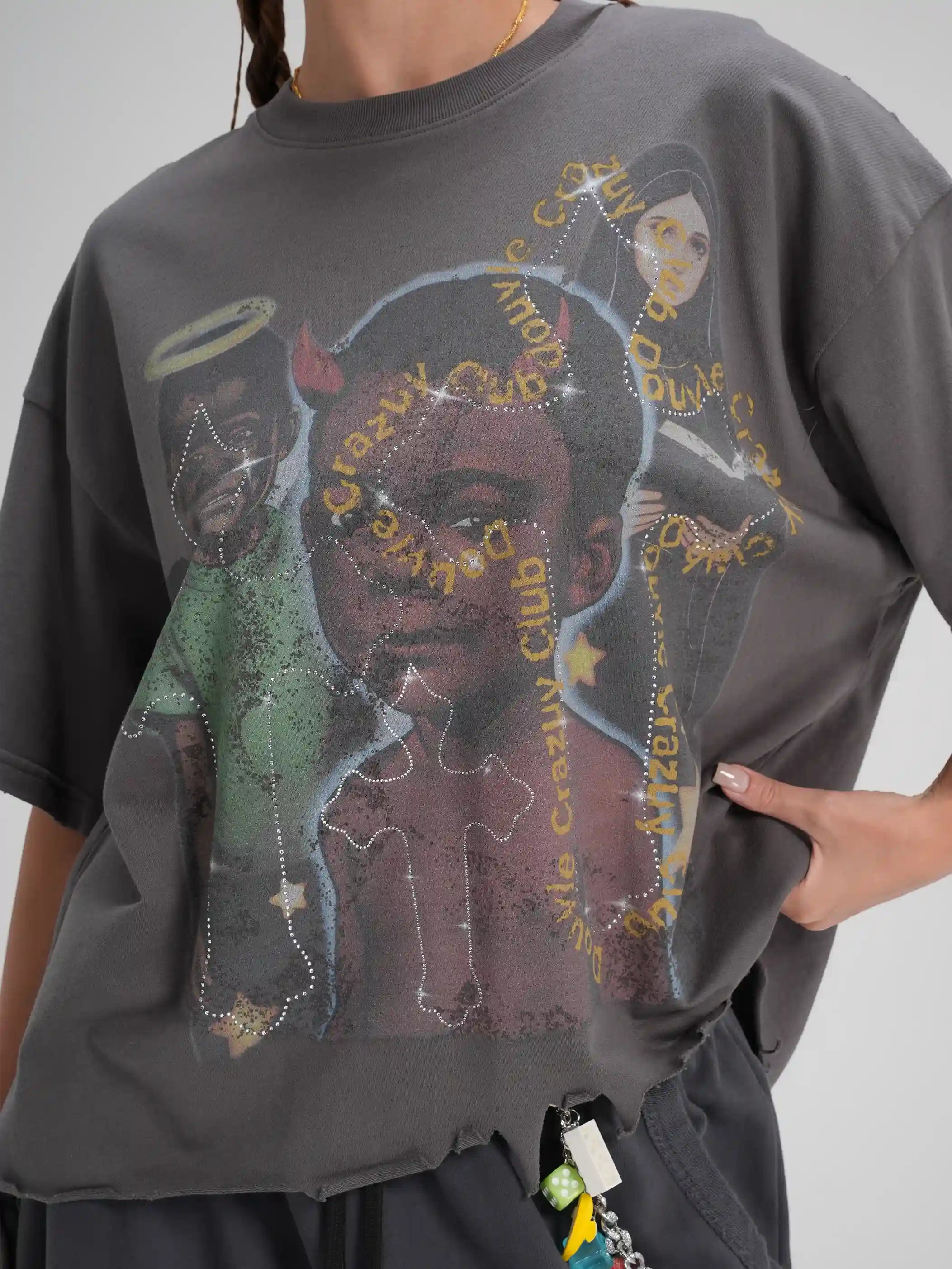 Bling Mural Angel Devil Tee-594