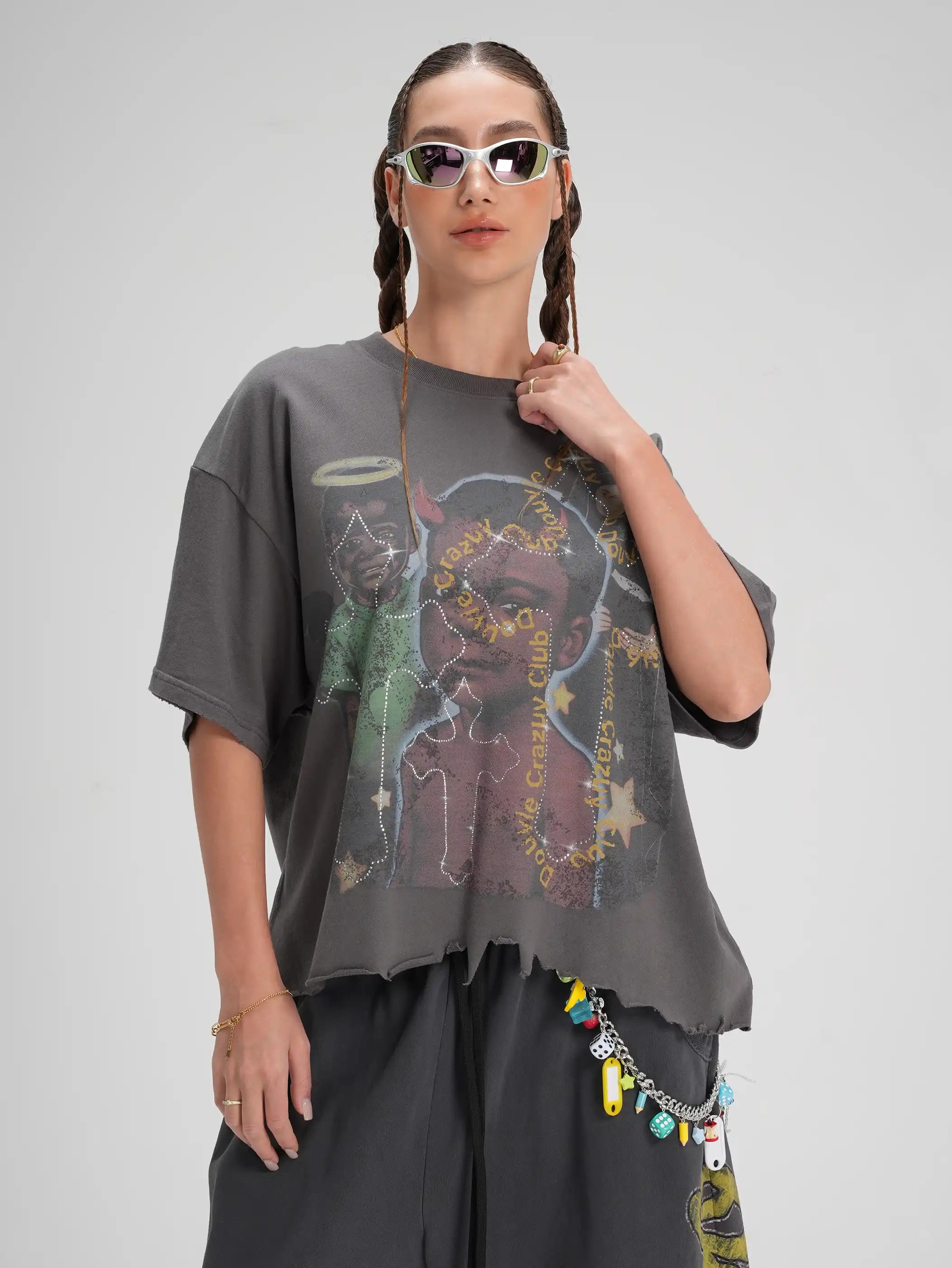 Bling Mural Angel Devil Tee-594