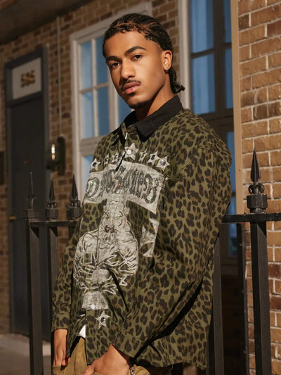 Camisa de malla de leopardo-390