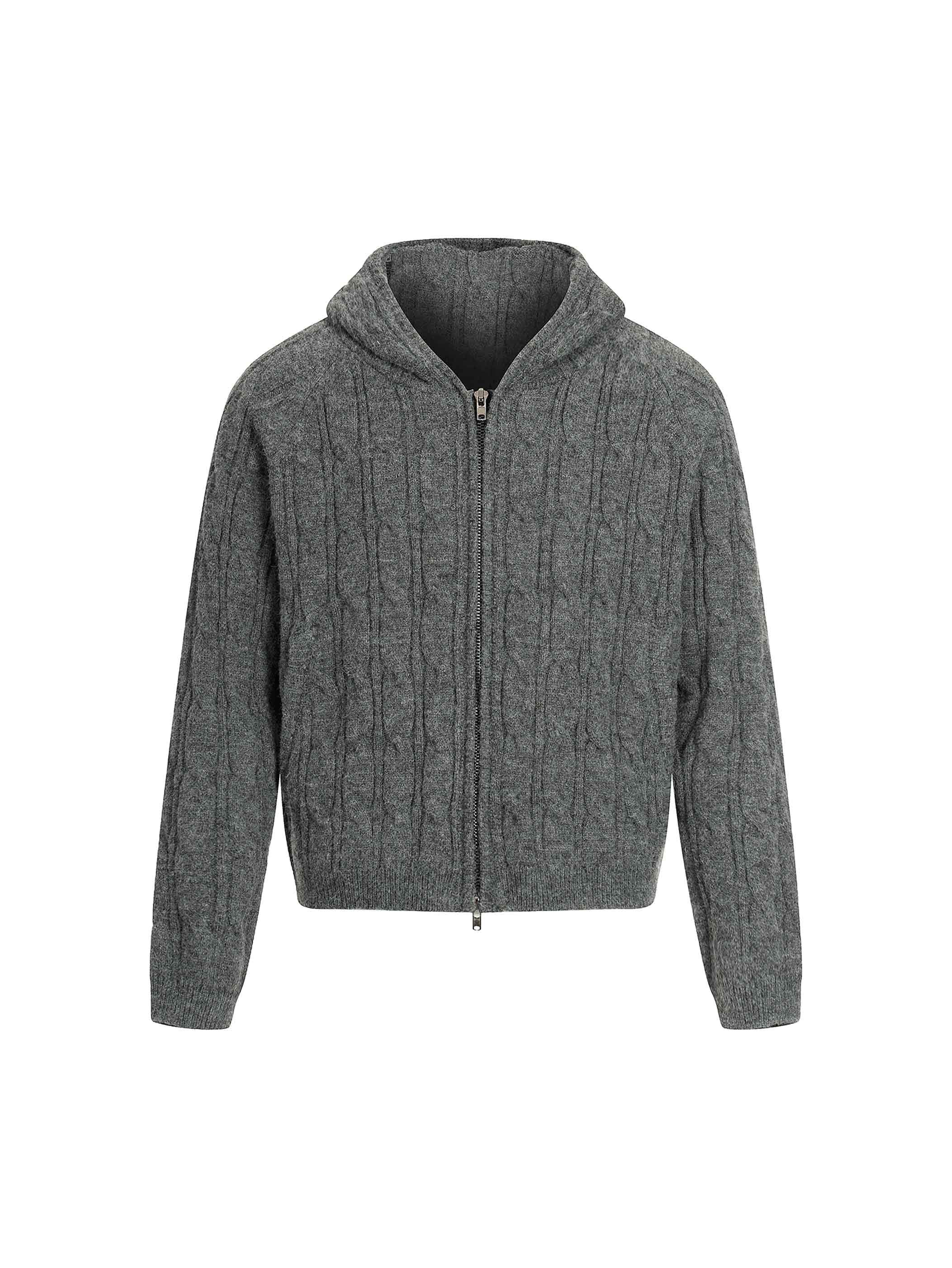 Pure Texture Knit Hoodie-S1167