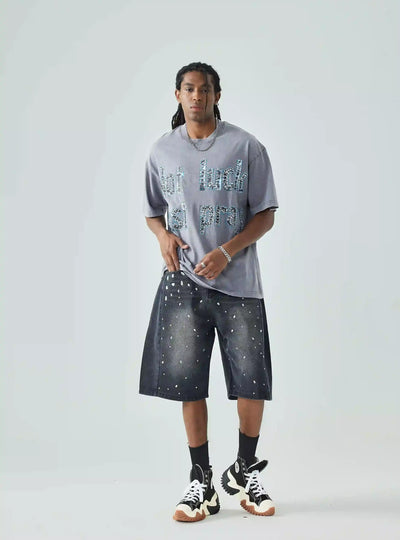 Shining Diamond Graffiti Print T-shirt-069T