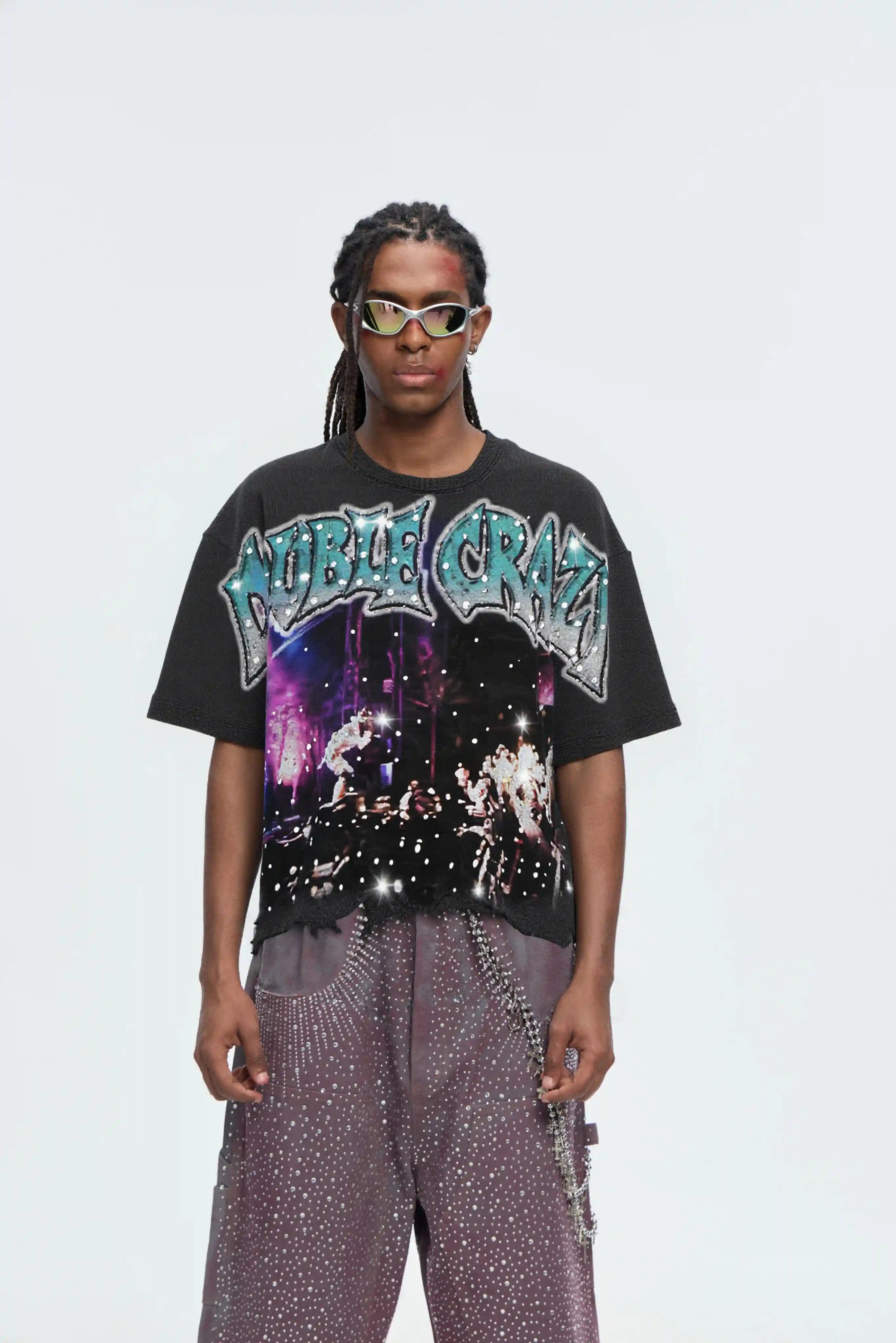 Sparkle Crowd Torn Hem Tee-616