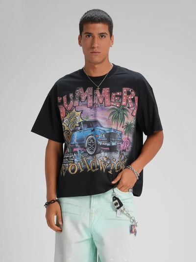 90s Lowrider Car Sorona Boxy Tee-601