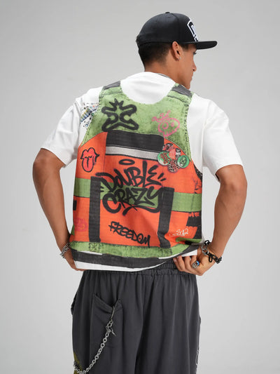 Illusion Orange Vest Tag Boxy Tee-603