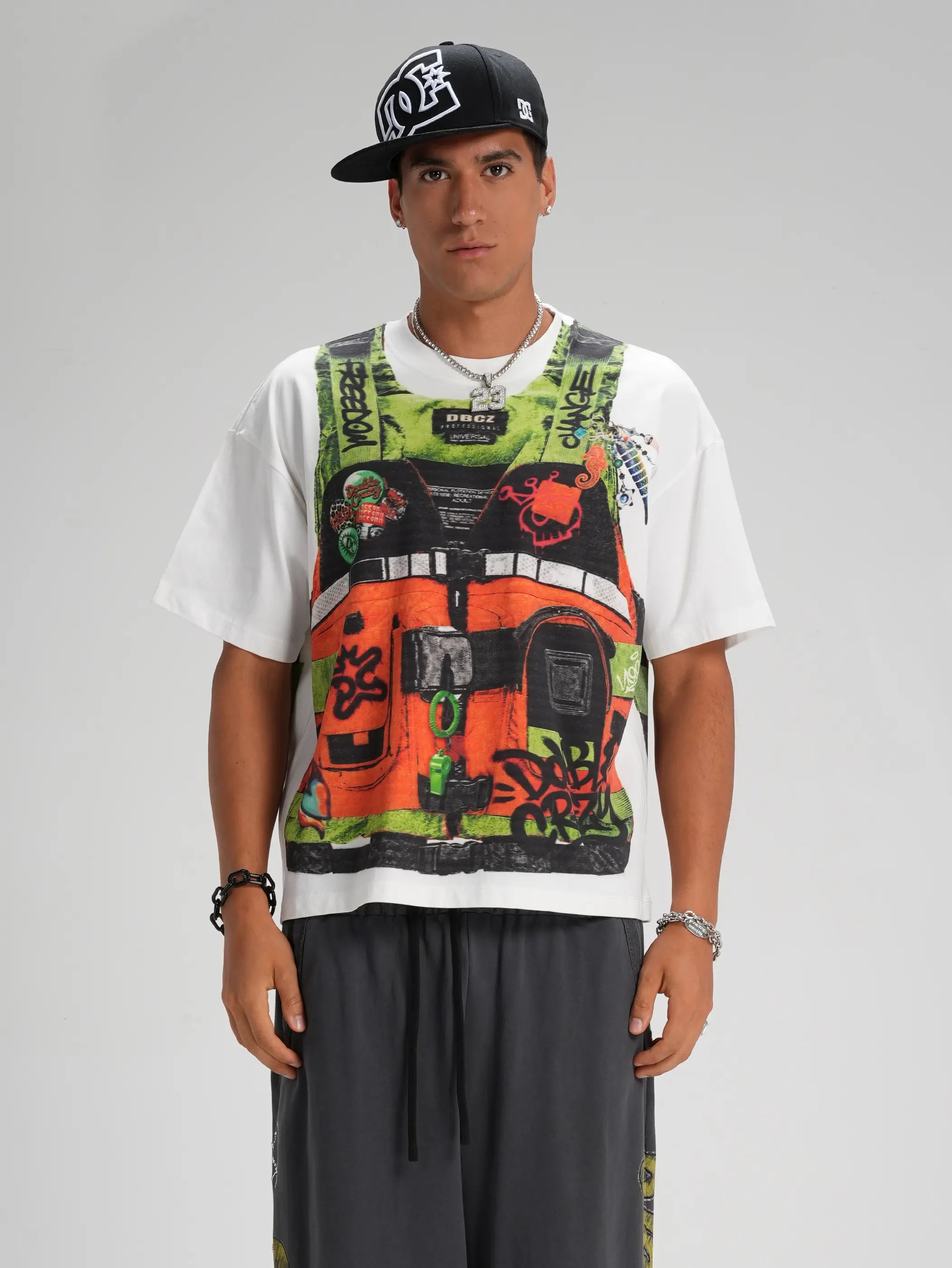 Illusion Orange Vest Tag Boxy Tee-603