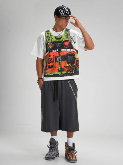 Illusion Orange Vest Tag Boxy Tee-603