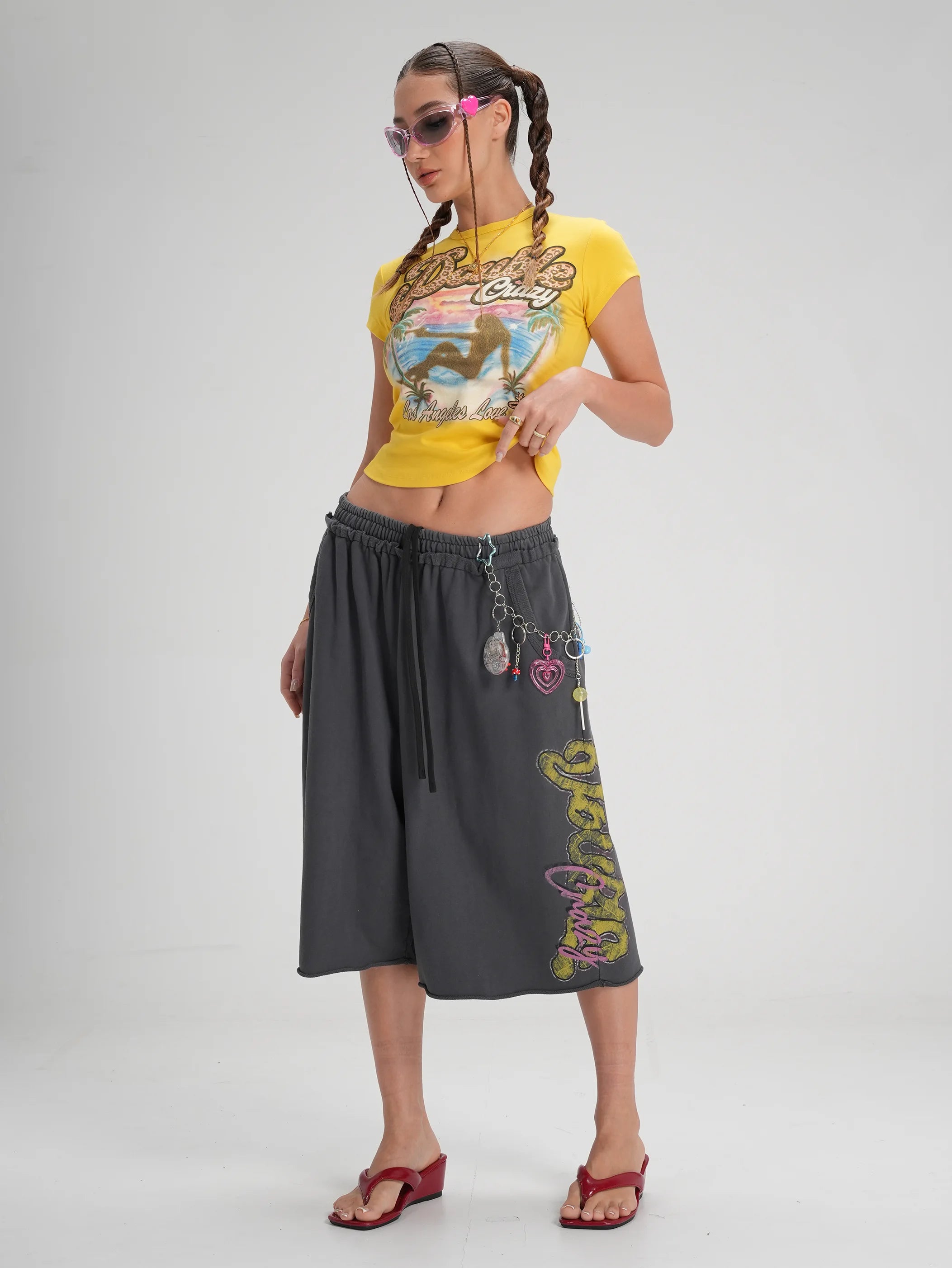 Camiseta corta con estampado de leopardo "Gun Girl"-608