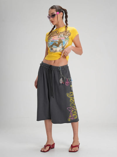 Camiseta corta con estampado de leopardo "Gun Girl"-608
