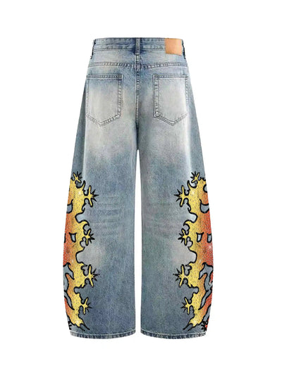 Sparkle Tribal Fire Wide Jeans-611