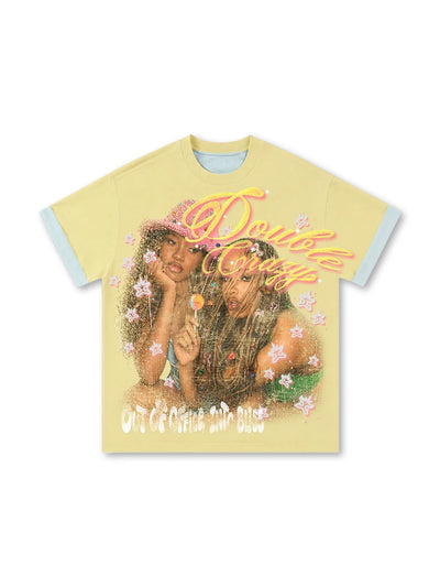 Camiseta Vintage de Dos Tonos para Niñas de los 90-614