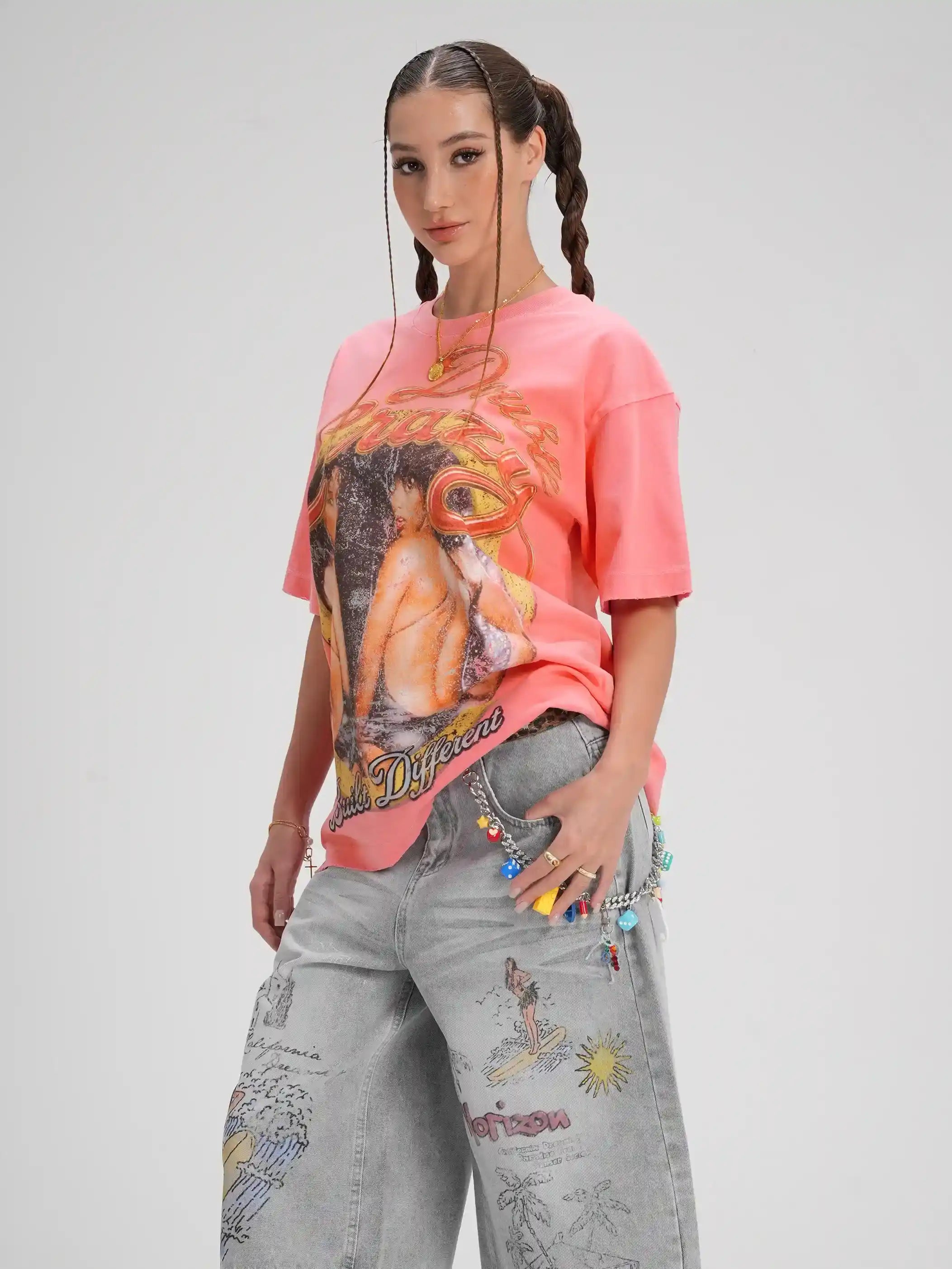 T-shirt ample R&B délavé années 90-619