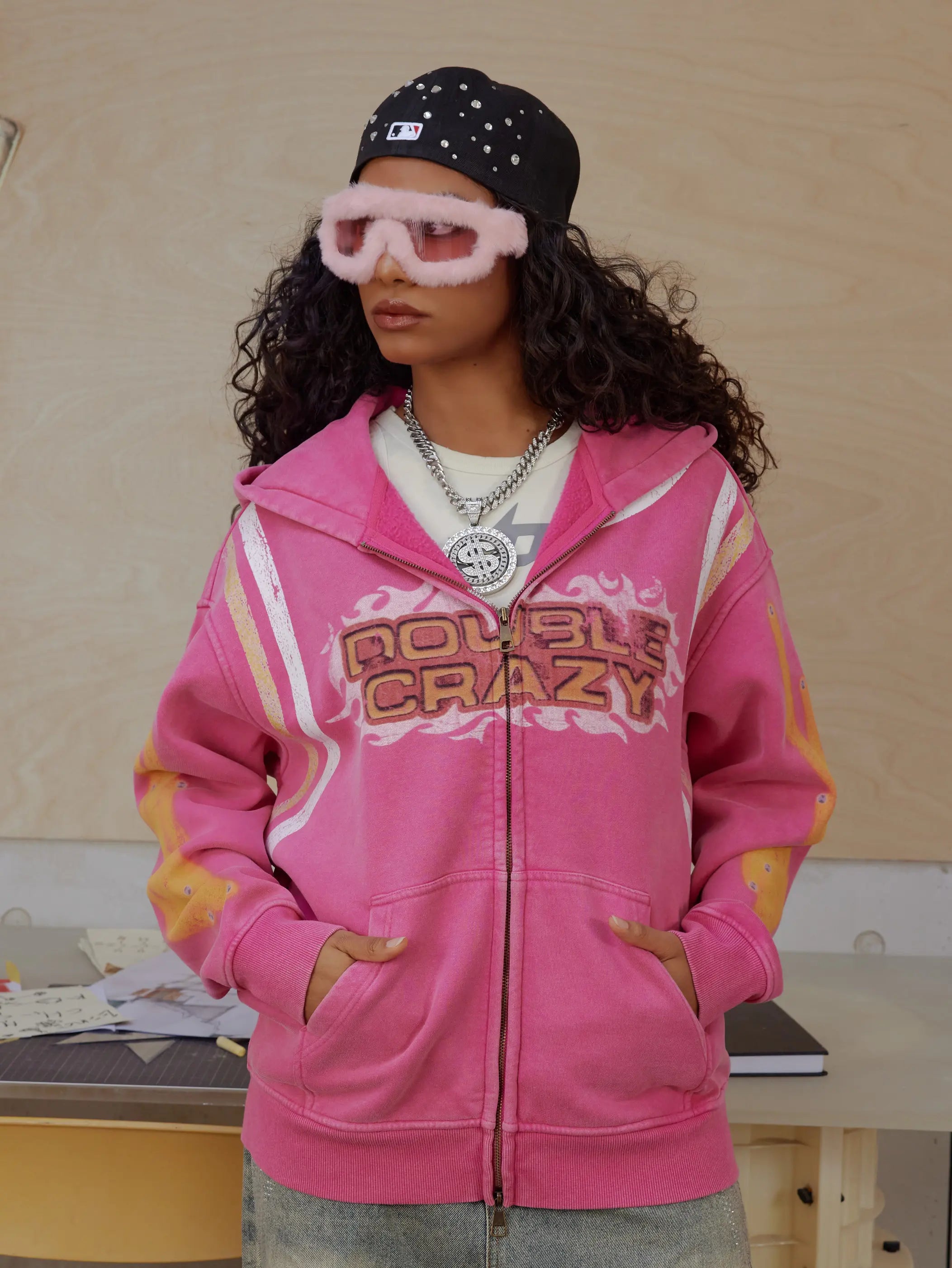 Flame Burst Zip Hoodie-379