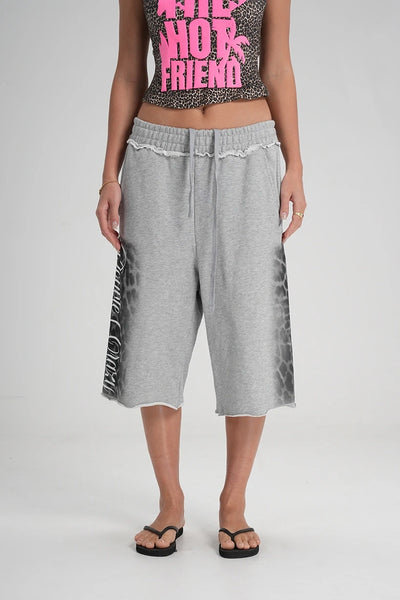 Distressed Leopard Baggy Shorts-623