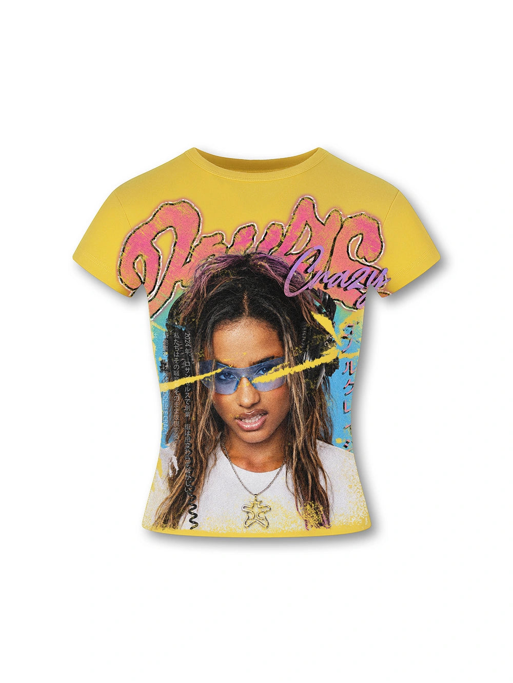 Camiseta corta para bebé con diseño de chica de póster arrugado-628