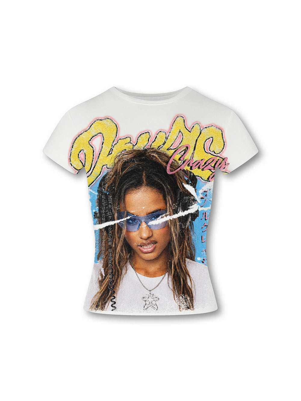 Camiseta corta para bebé con diseño de chica de póster arrugado-628