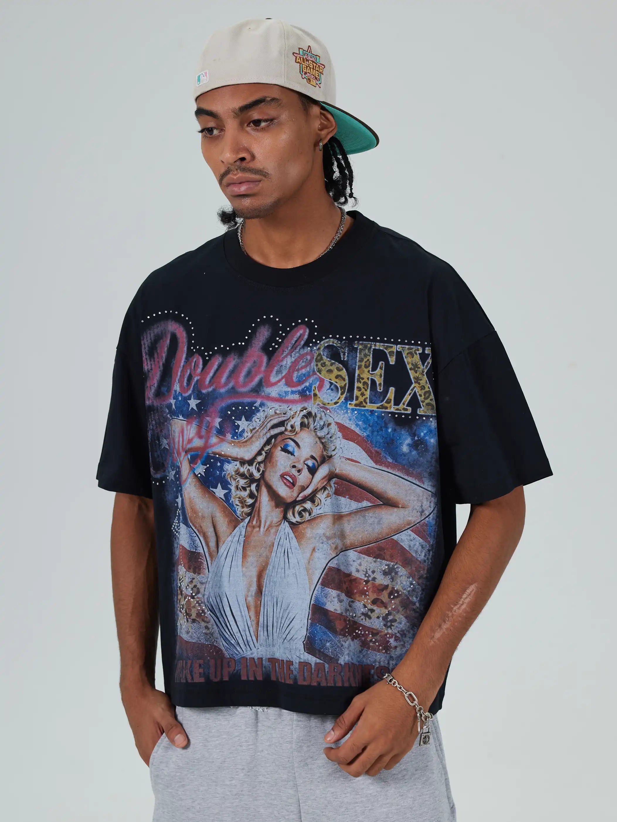 US Flag Pin Up Boxy Tee-672