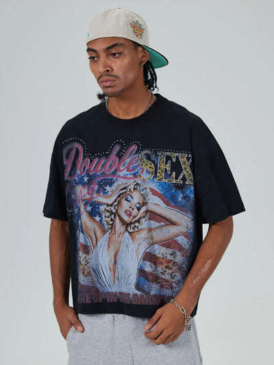 US Flag Pin Up Boxy Tee-672