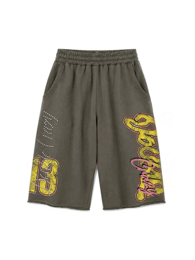 Sparkle Script Raw Hem Shorts-630