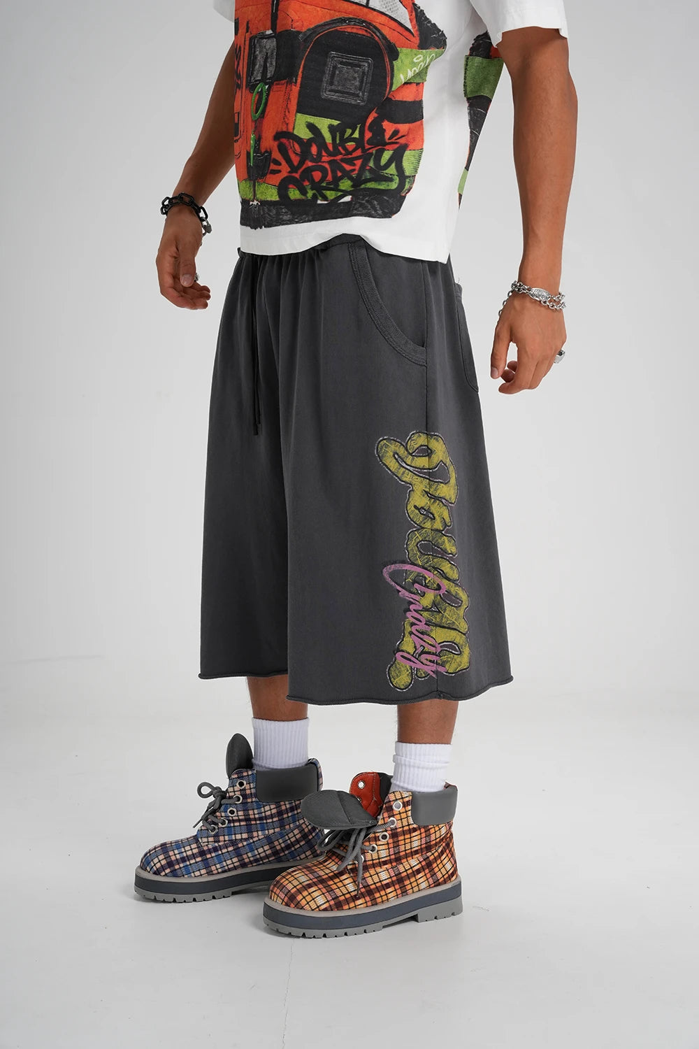 Pantalones cortos de dobladillo deshilachado Sparkle Script-630