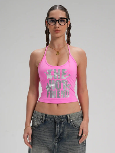 Camiseta sin mangas delgada tropical metálica-638
