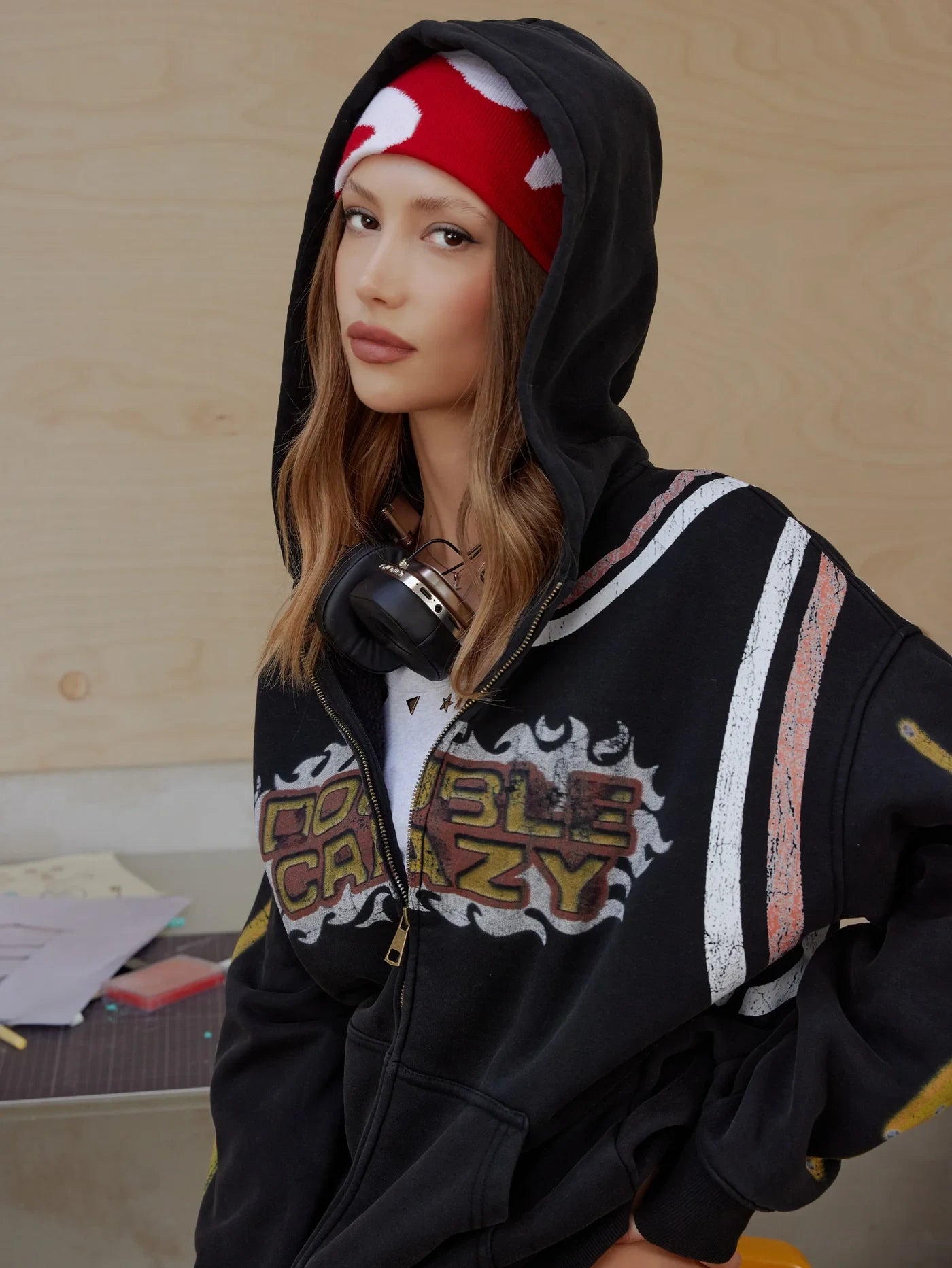 Flame Burst Zip Hoodie-379